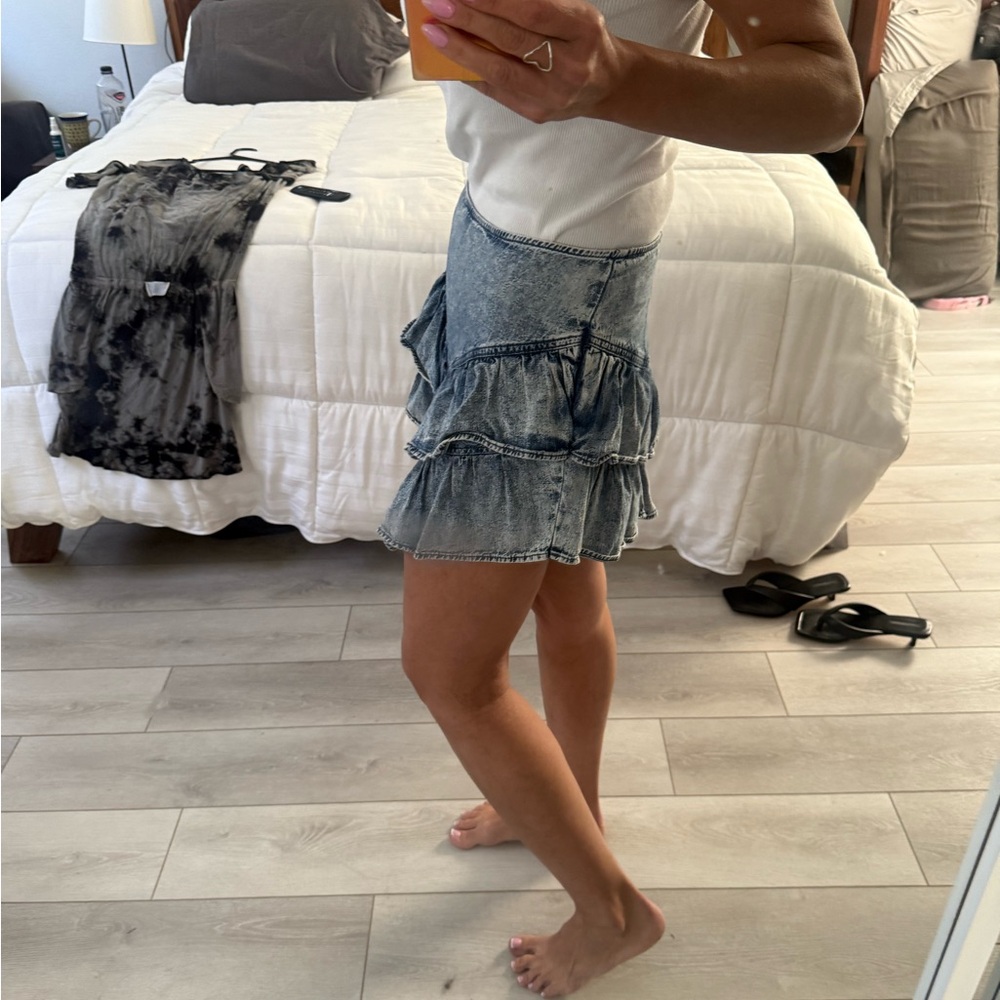MOTHER Blue Ruffled Mini Skirt - Picture 2 of 3
